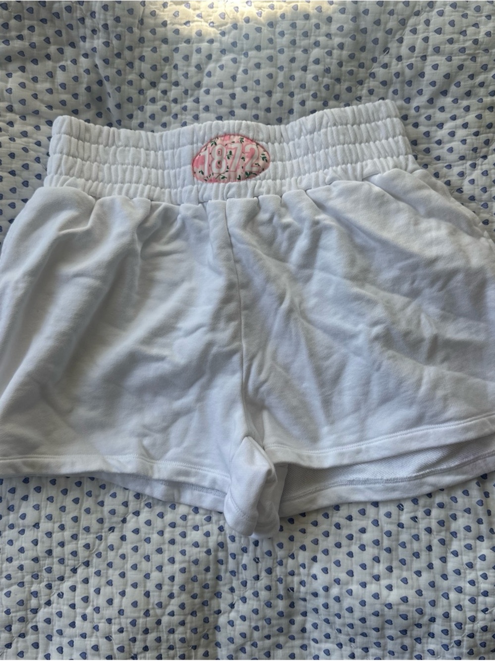 TCL White High-Waist Women’s Shorts with Pink Logo Patch 1872 Alpha Phi